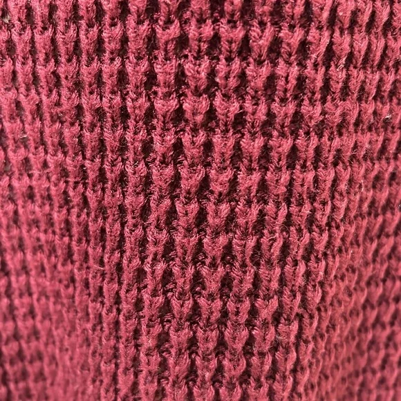 MEROKEETY  WOMENS CREW NECK WAFFLE KNIT PULLOVER TOP WINE Sz MD - Picture 8 of 11